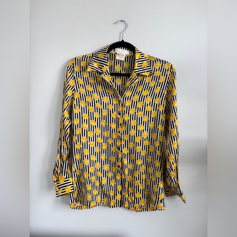 Vintage Rare SILK Yellow Floral Blouse